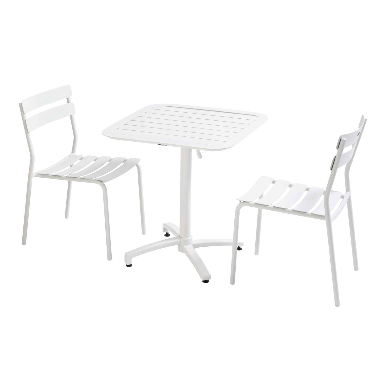 Table de terrasse 70x70 cm inclinable et 2 chaises en aluminium