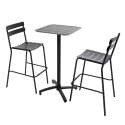 Table haute 60x60 cm inclinable et 2 chaises hautes en aluminium