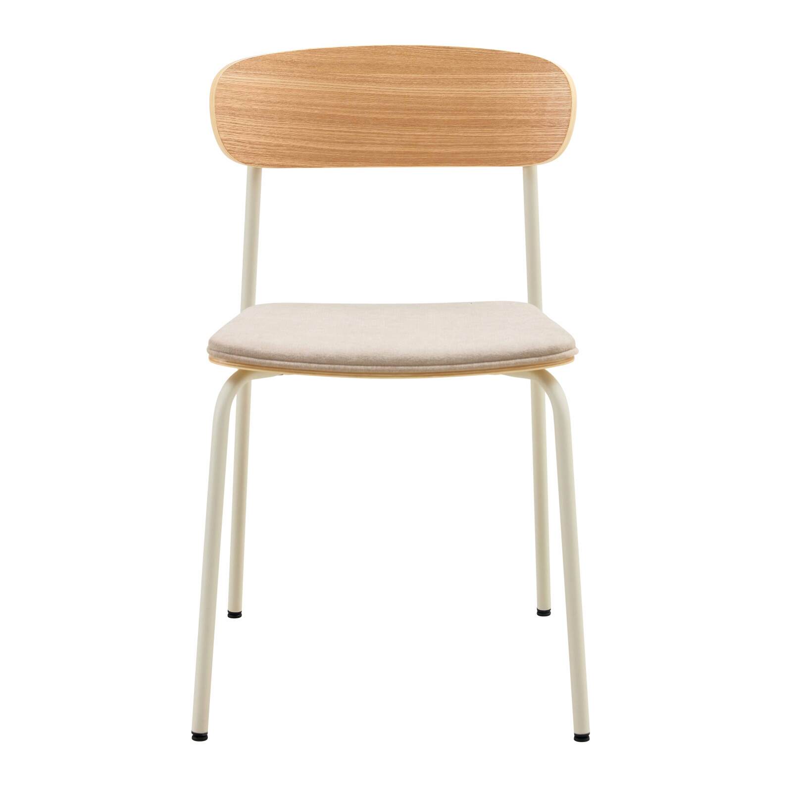 Lot de 2 chaises en métal, bois et tissu Lot de 2 chaises en métal, bois et tissu