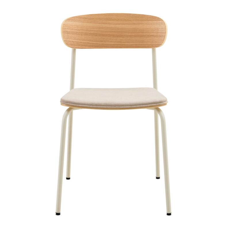 Lot de 2 chaises en métal, bois et tissu