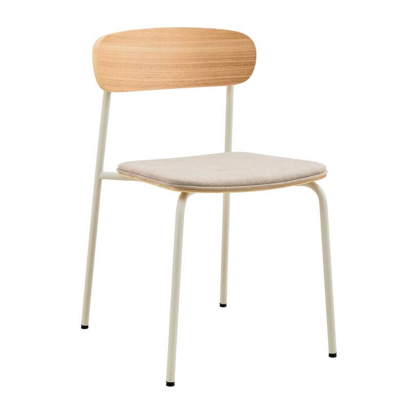 Lot de 2 chaises en métal, bois et tissu