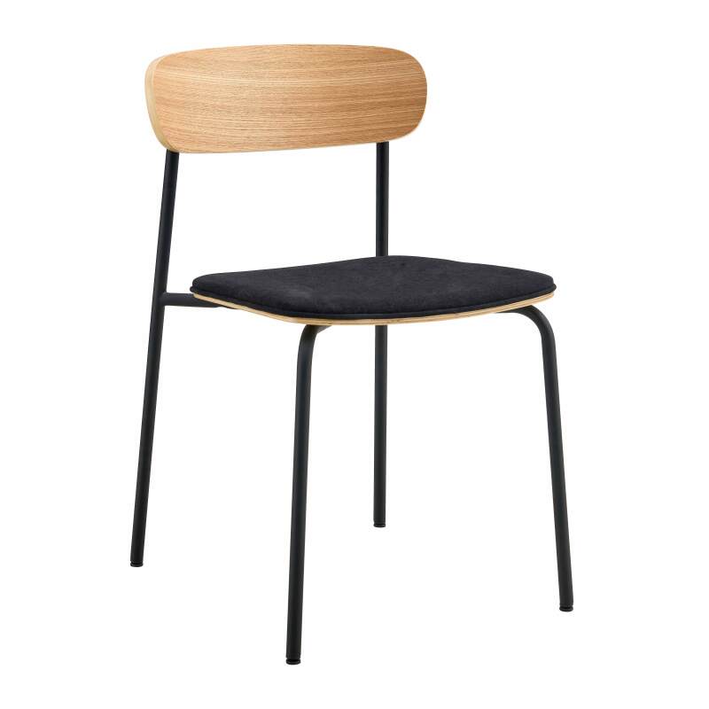 Lot de 2 chaises en métal, bois et tissu