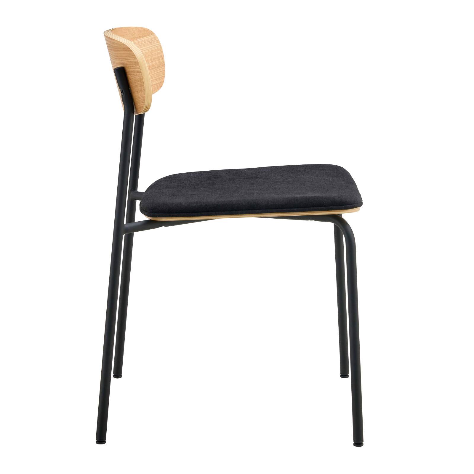Lot de 2 chaises en métal, bois et tissu Lot de 2 chaises en métal, bois et tissu