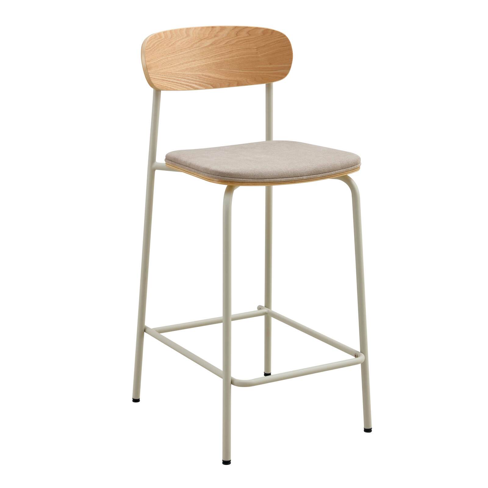 Lot de 2 chaises hautes en métal, bois et tissu