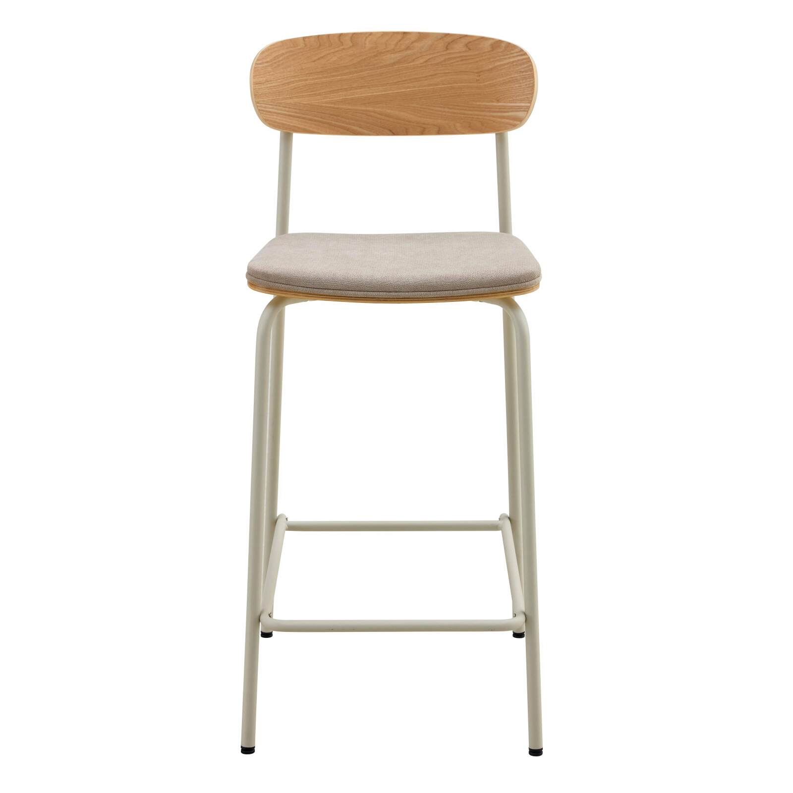 Lot de 2 chaises hautes en métal, bois et tissu