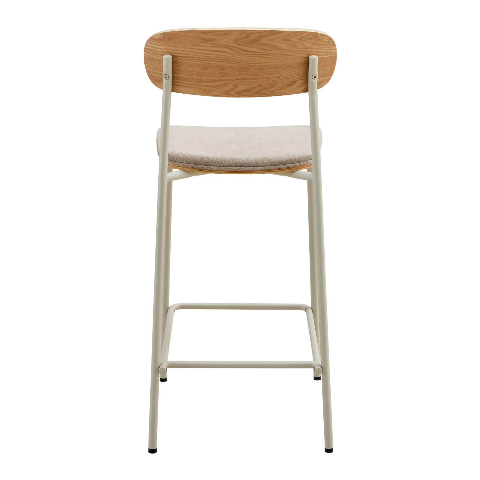 Lot de 2 chaises hautes en métal, bois et tissu