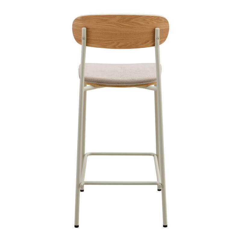 Lot de 2 chaises hautes en métal, bois et tissu