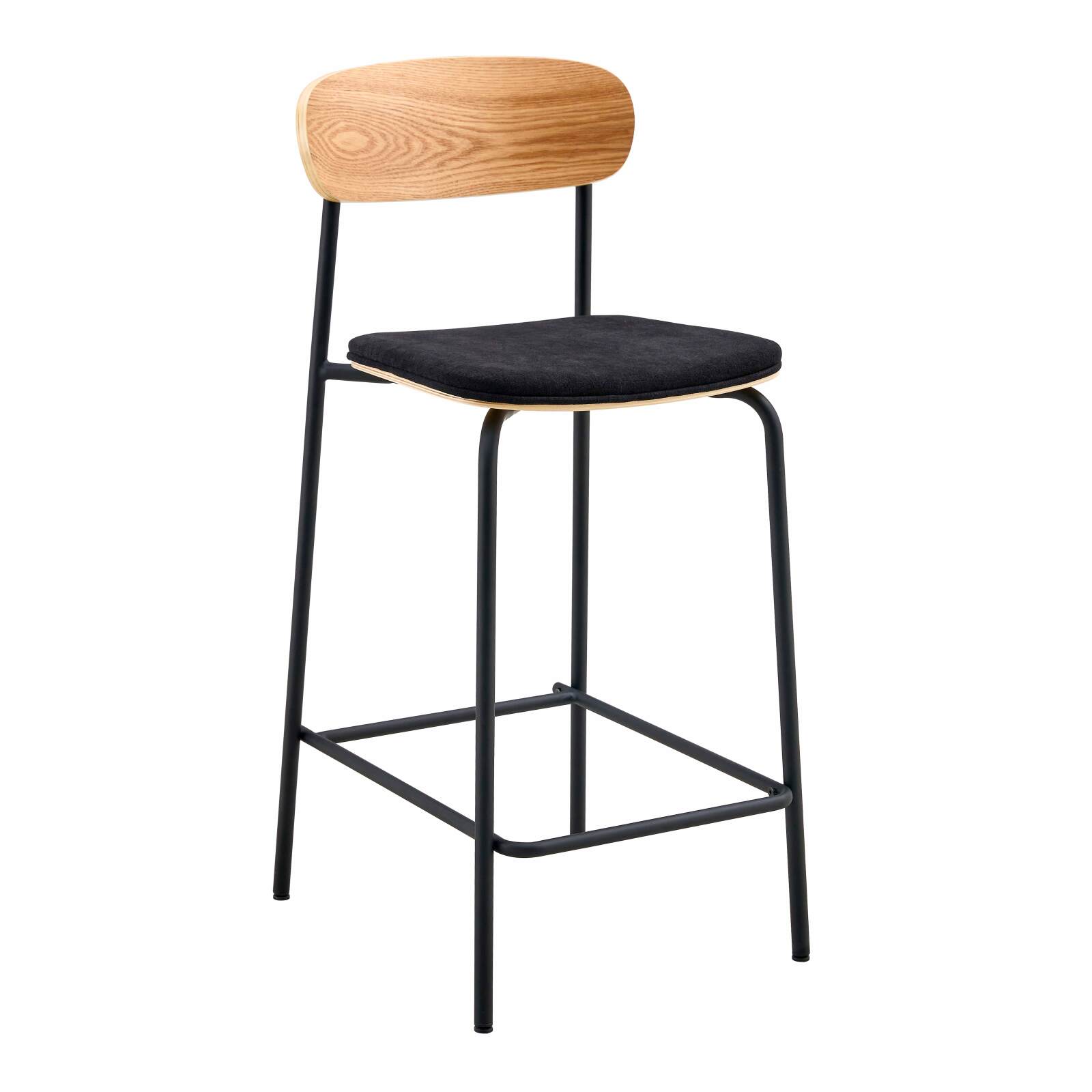 Lot de 2 chaises hautes en métal, bois et tissu