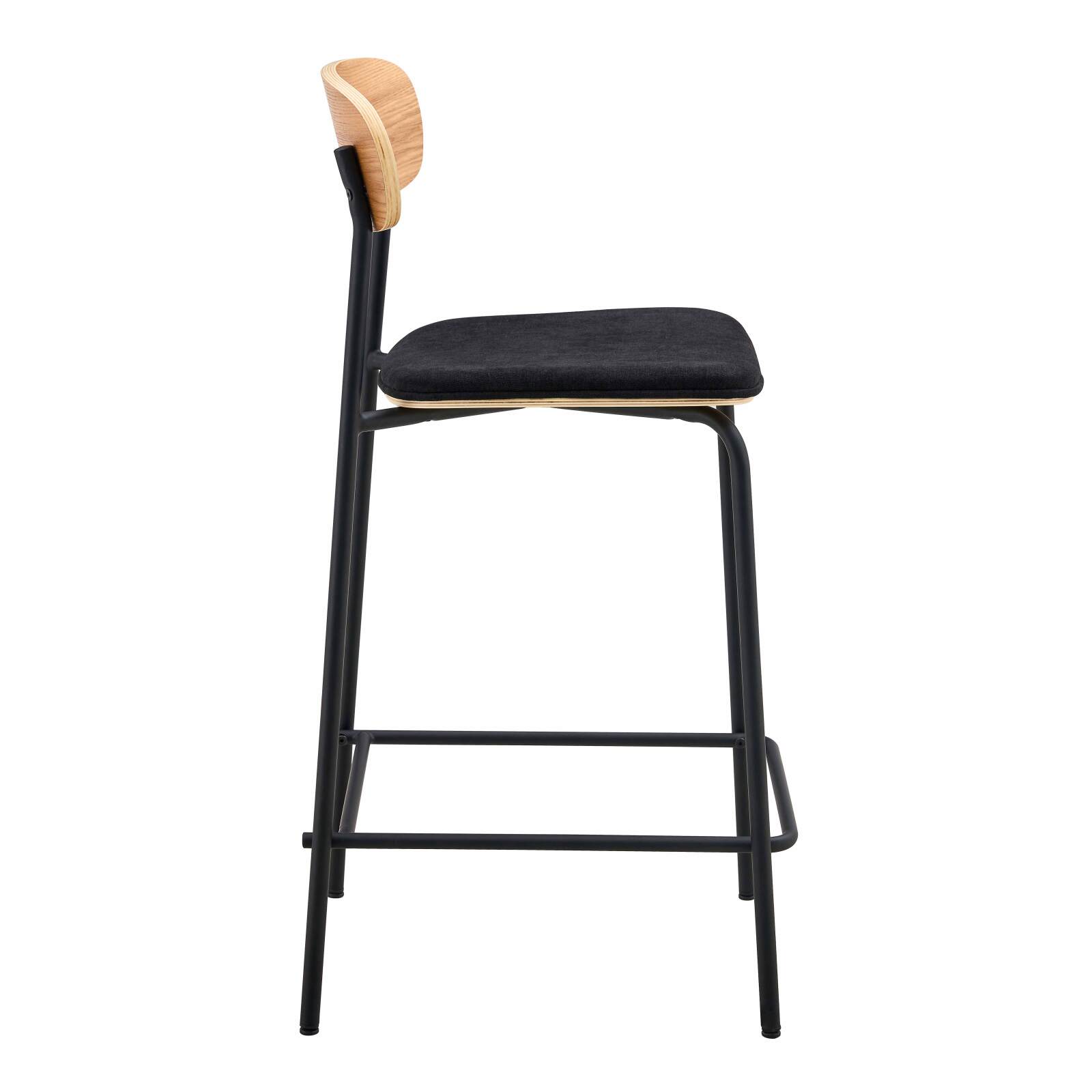 Lot de 2 chaises hautes en métal, bois et tissu