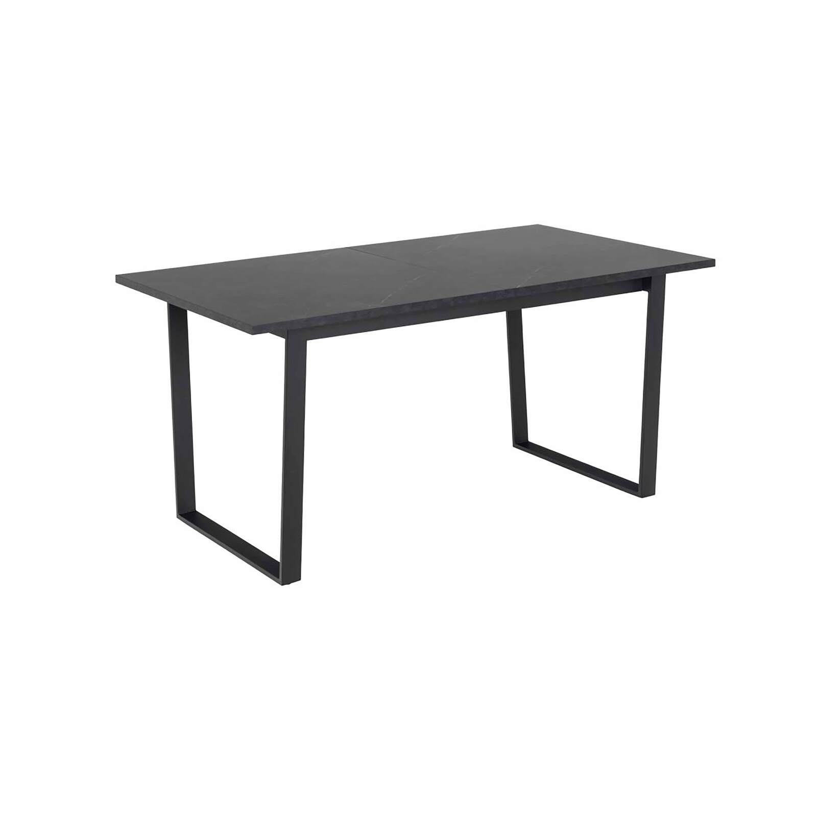 Table à manger extensible en acier et MDF effet marbre noir - 6 à 8 personnes