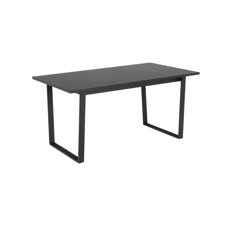 Table à manger extensible en acier et MDF effet marbre noir - 6 à 8 personnes