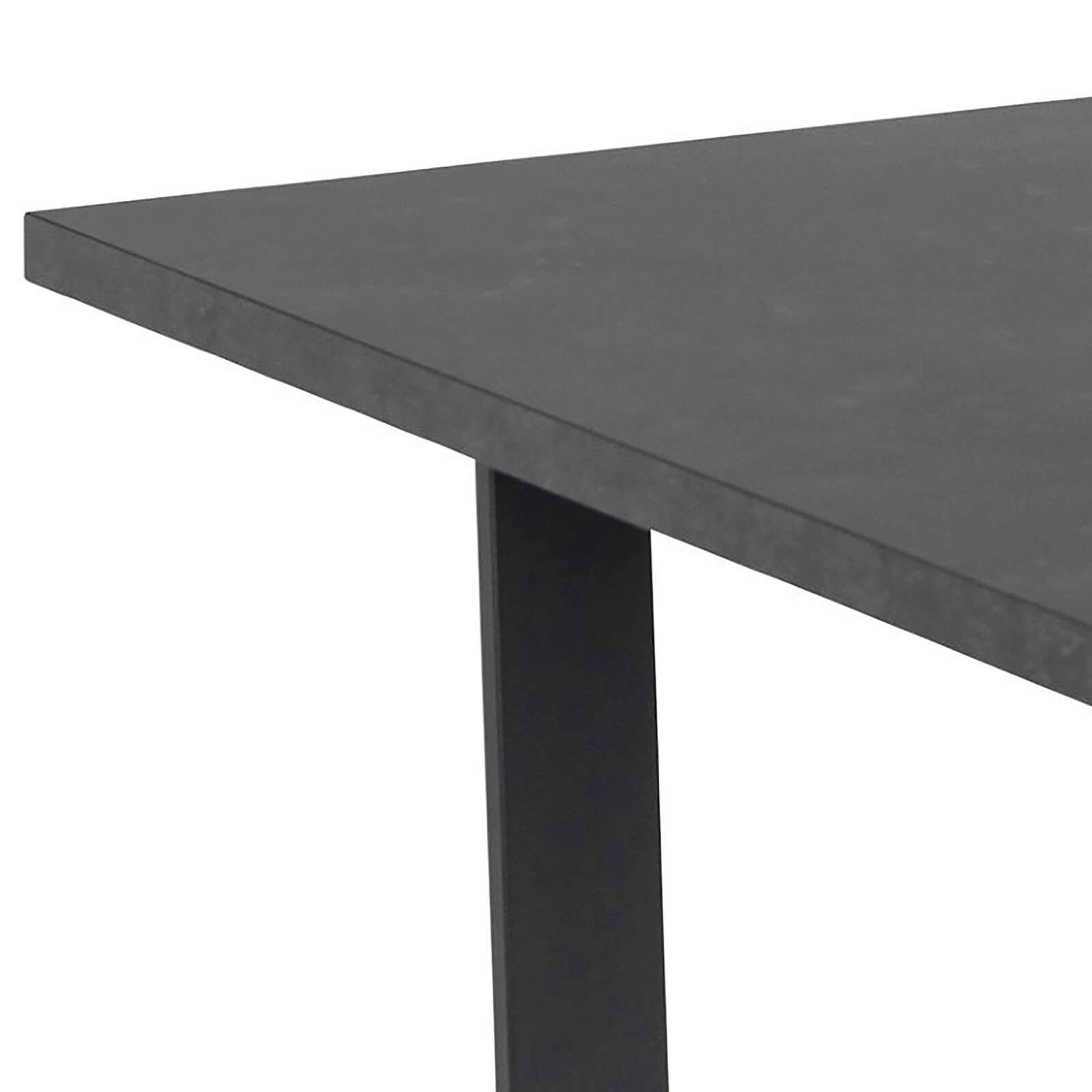 Table à manger extensible en acier et MDF effet marbre noir - 6 à 8 personnes