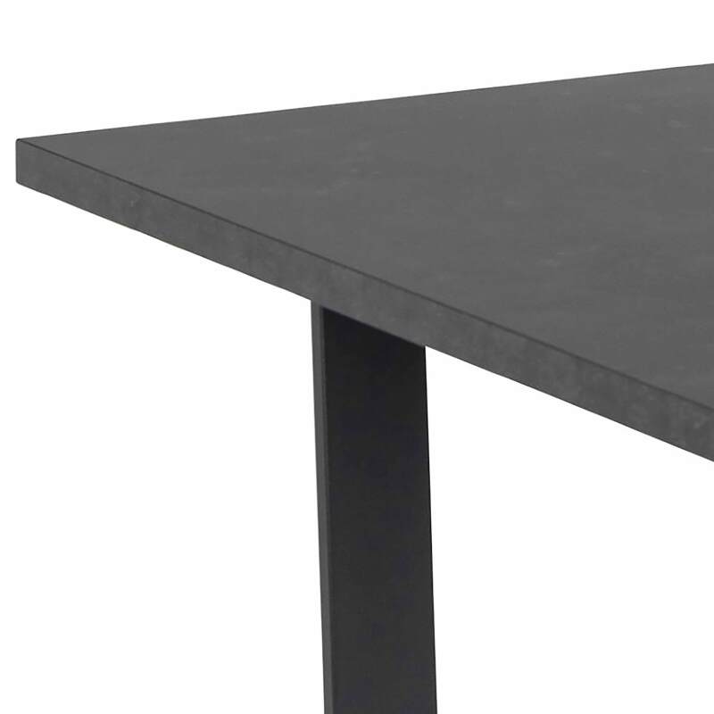Table à manger extensible en acier et MDF effet marbre noir - 6 à 8 personnes