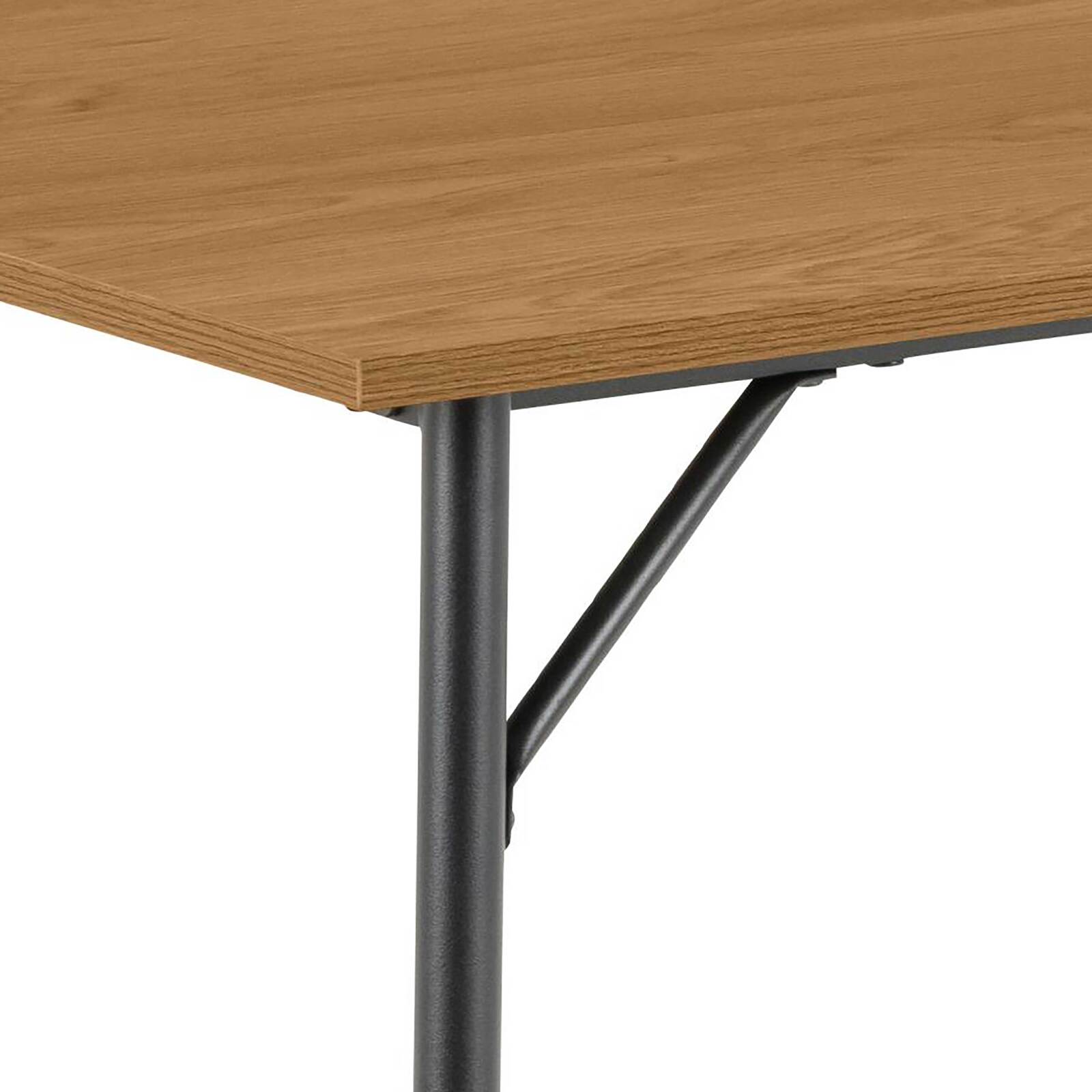 Table rectangulaire en acier et MDF effet chêne