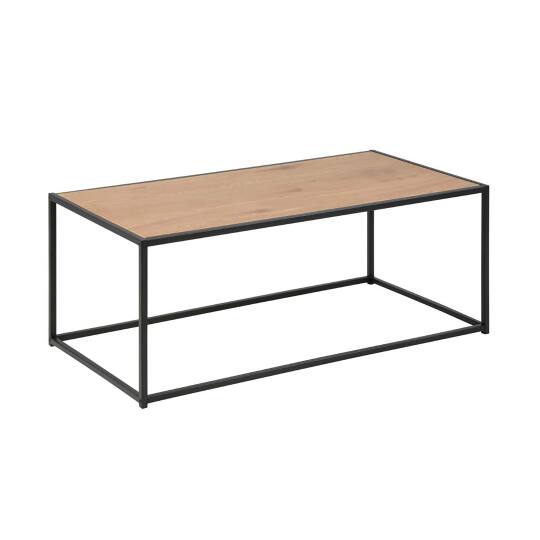 Table basse en métal et effet bois rectangulaire 100x50 cm | Oviala