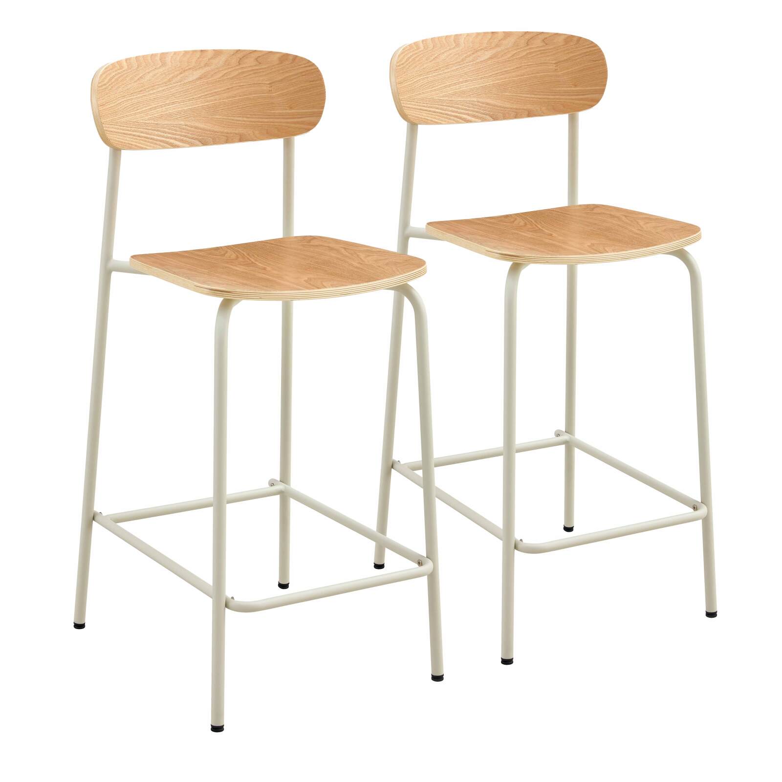 Lot de 2 chaises hautes en métal et bois