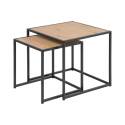 Tables gigognes carrées en acier et MDF effet chêne