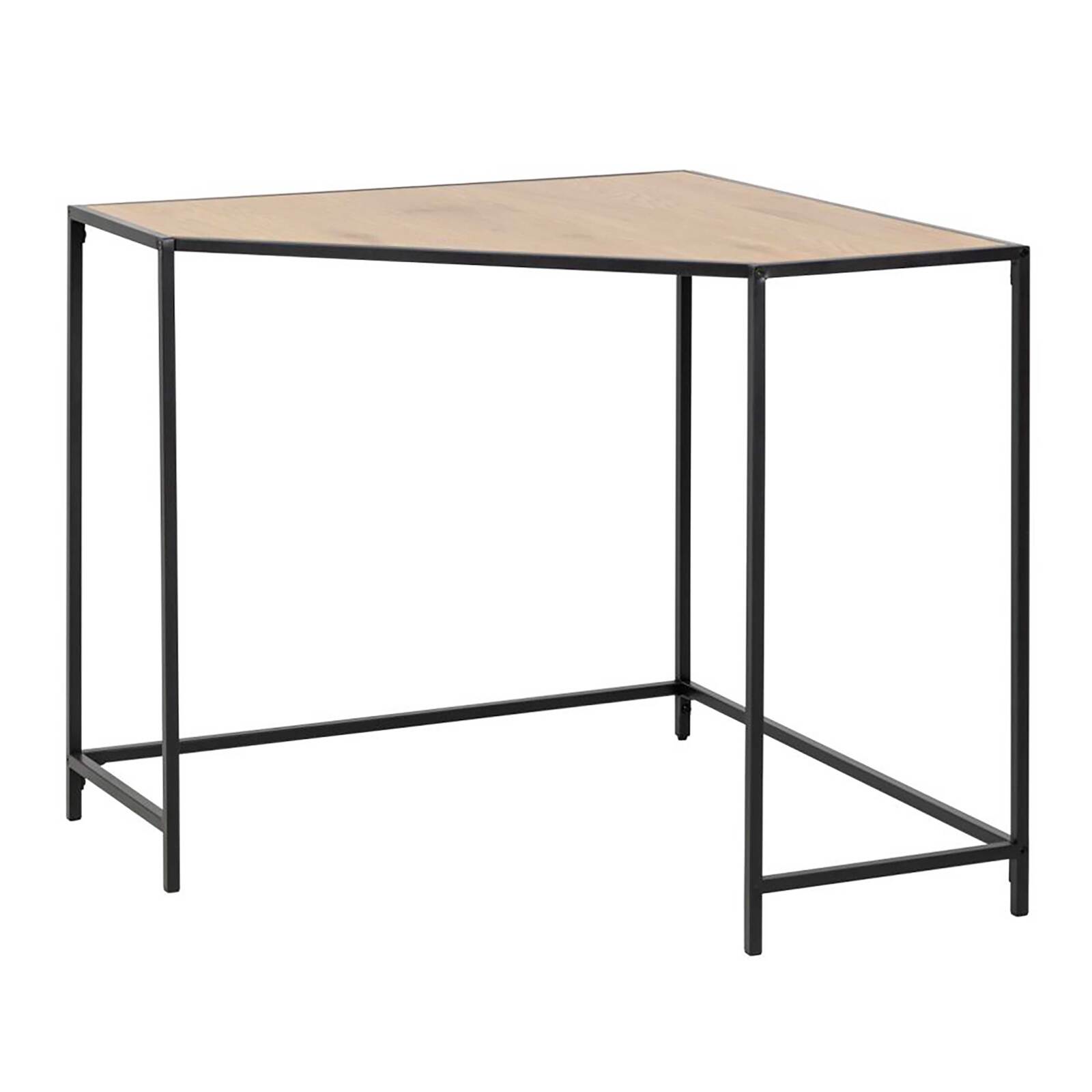 Bureau d'angle en acier et MDF effet chêne 85 x 75 cm