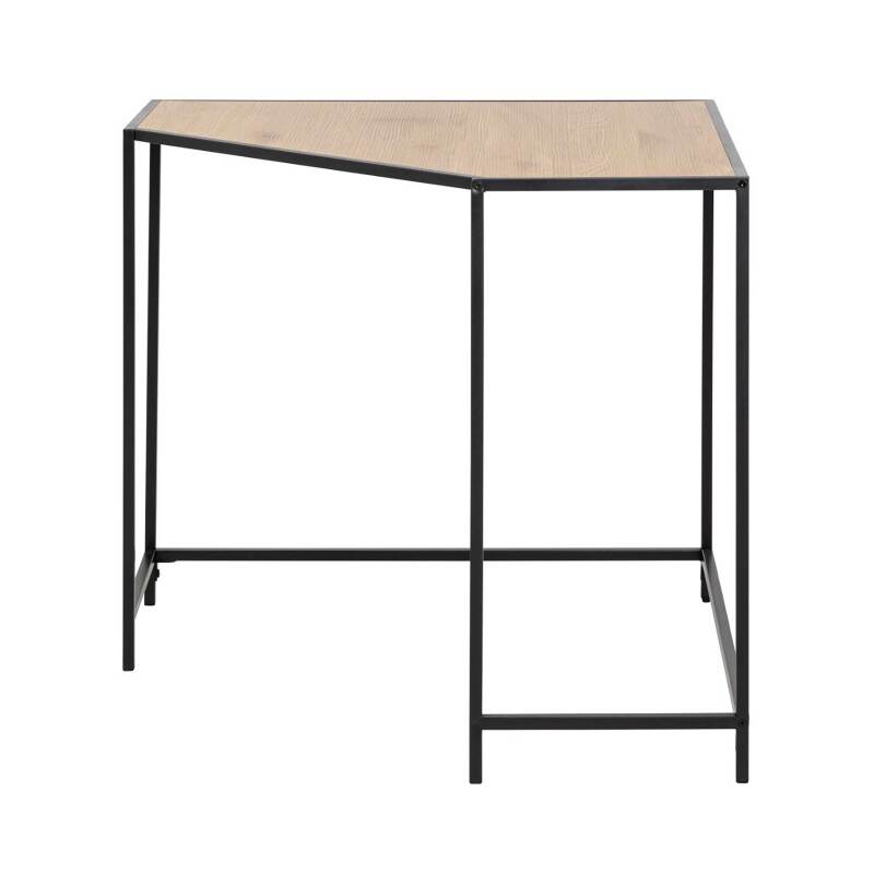 Bureau d'angle en acier et MDF effet chêne 85 x 75 cm