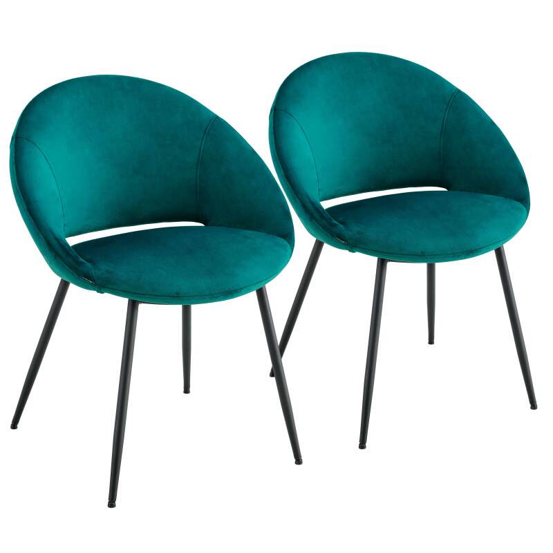 Lot de 2 chaises en acier et velours
