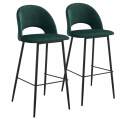 Lot de 2 chaises hautes en métal et velours