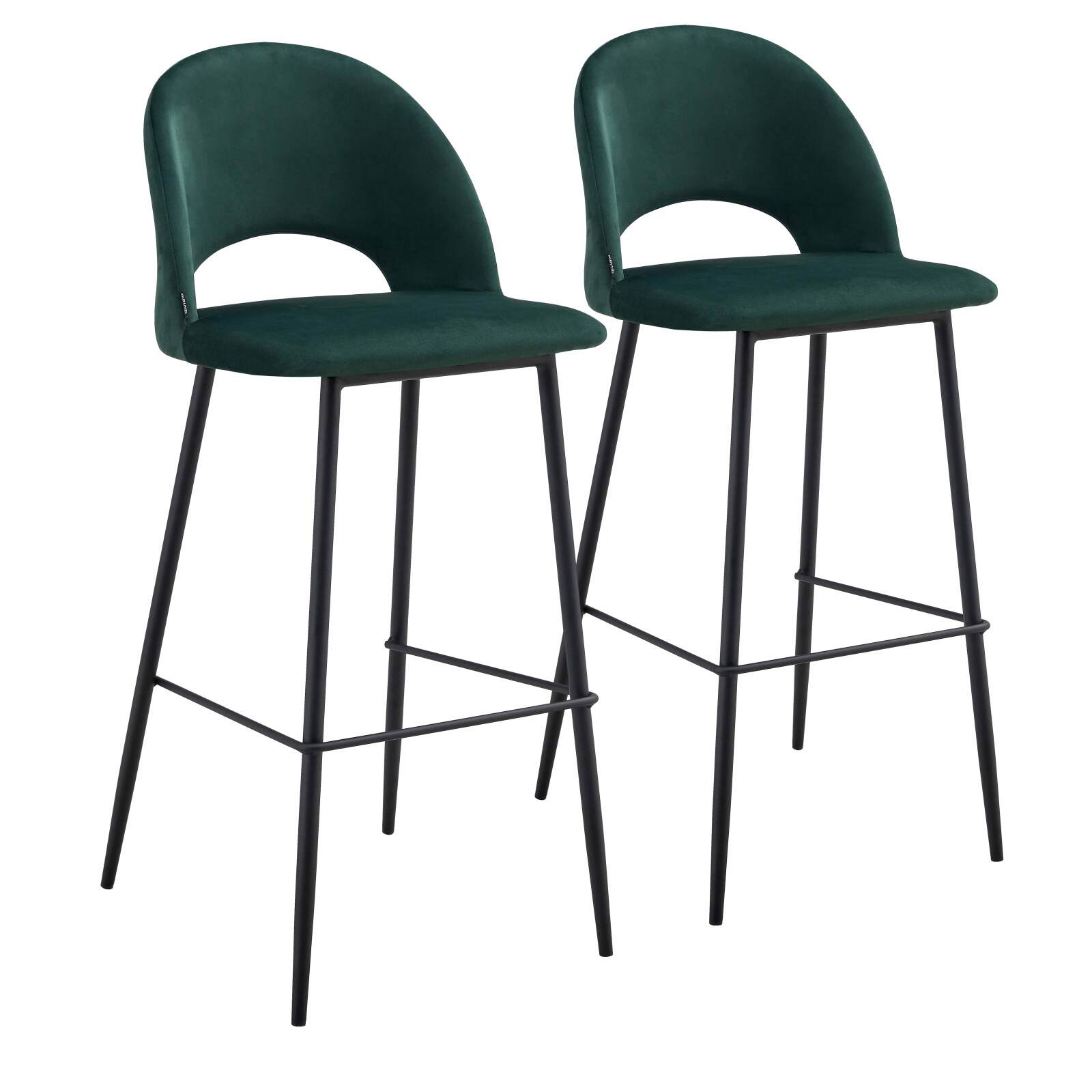 Lot de 2 chaises hautes en métal et velours