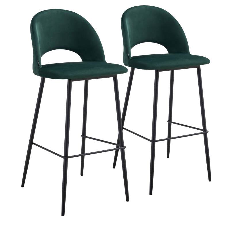 Lot de 2 chaises hautes en métal et velours