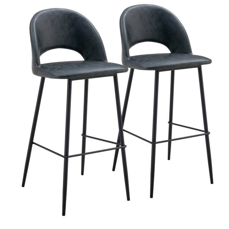 Lot de 2 chaises hautes en métal et textile enduit