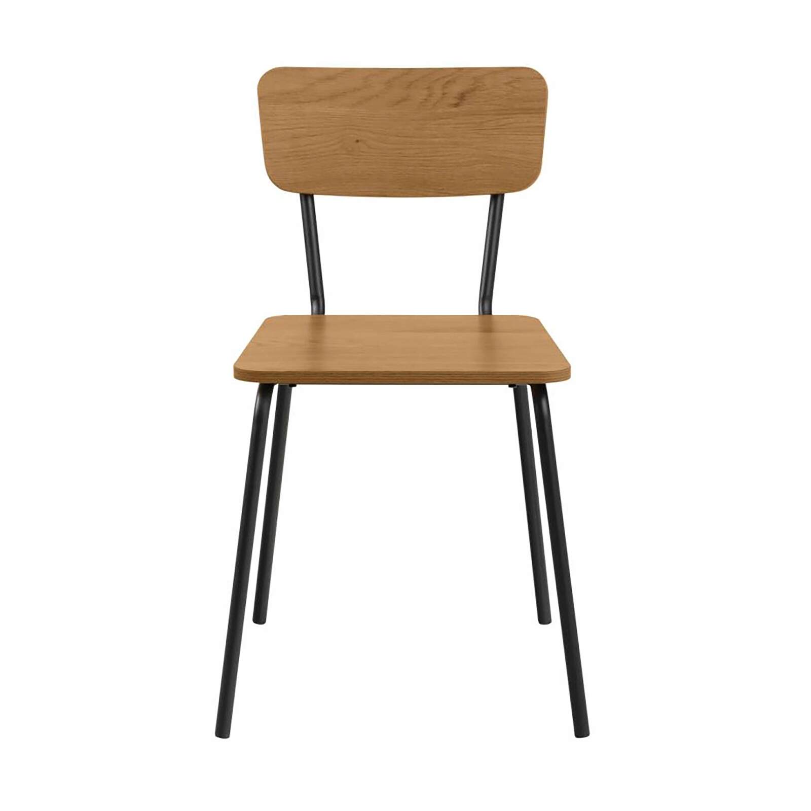 Lot de 4 chaises en acier et MDF effet chêne