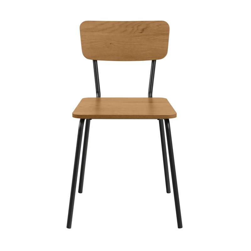 Lot de 4 chaises en acier et MDF effet chêne (4/7)