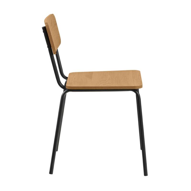 Lot de 4 chaises en acier et MDF effet chêne (6/7)