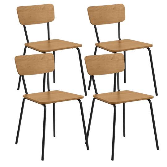 Chaises en MDF effet chêne FSC® et métal - Lot de 4 | Oviala