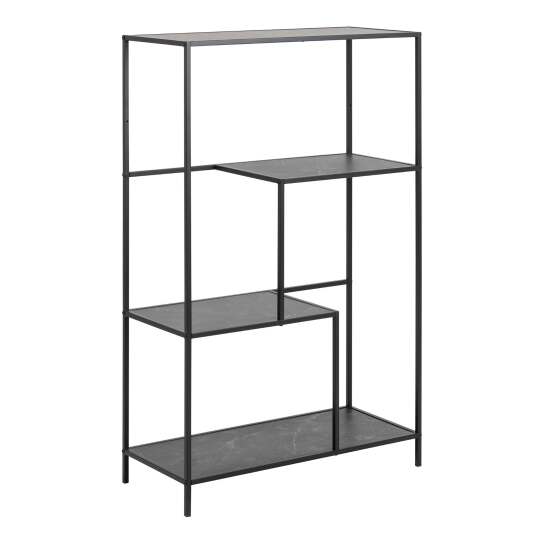Étagère haute en acier et MDF effet marbre 114 x 72 cm | Oviala