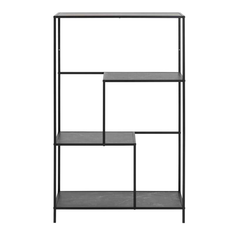 Étagère haute en acier et MDF effet marbre 114 x 72 cm