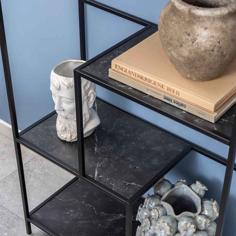 Étagère haute en acier et MDF effet marbre 114 x 72 cm