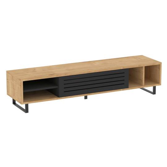 Meuble TV en mélaminé effet bois 160 cm