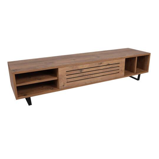Meuble TV en mélaminé effet bois 160 cm
