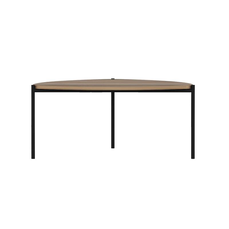 Table basse triangulaire en acier et mélaminé effet bois