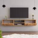 Meuble TV suspendu en mélaminé effet bois