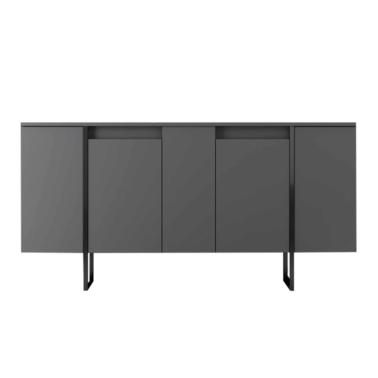 Buffet 2 portes en métal et mélaminé gris FSC®