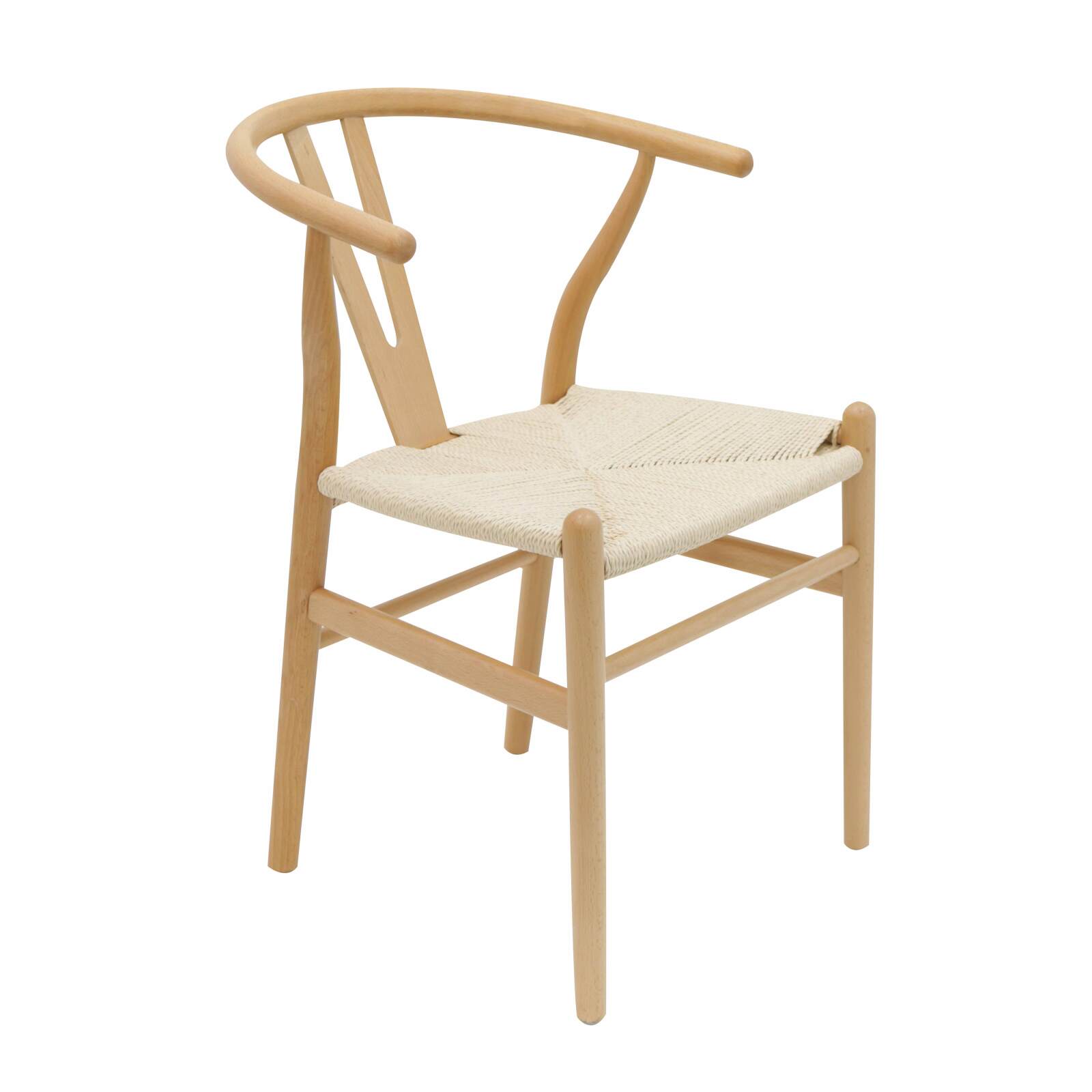 Lot de 2 chaises en bois massif FSC® avec assise en corde naturelle Lot de 2 chaises en bois massif FSC® avec assise en corde naturelle