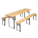 Ensemble brasseur table et bancs en bois pliants 218 cm