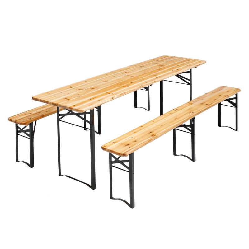 Ensemble brasseur table et bancs en bois pliants 218 cm