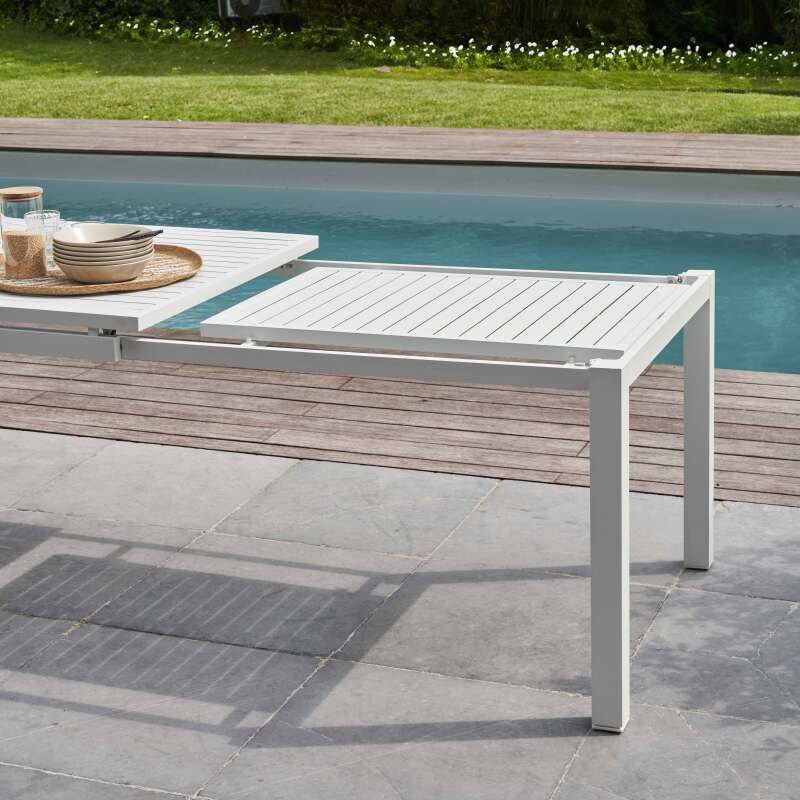 Table de jardin extensible rectangulaire en aluminium avec 6 chaises et 2 chaises avec accoudoirs (5/7)