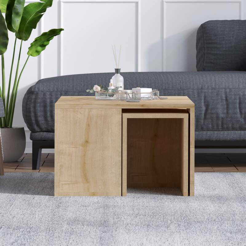 Table basse gigogne en mélaminé effet bois