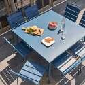 Table de jardin carrée 120 x 120 cm et 8 chaises en métal