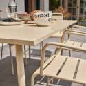 Table de jardin rectangulaire 180 x 90 cm et 8 chaises avec accoudoirs en métal