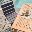 Table de jardin extensible rectangulaire en bois FSC®  et 6 chaises en métal