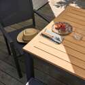 Table de jardin extensible rectangulaire (180/240 x 89 x 74 cm) en aluminium et bois d'eucalyptus FSC®