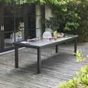 Table de jardin extensible rectangulaire (320 x 100 x 76 cm) en aluminium gris